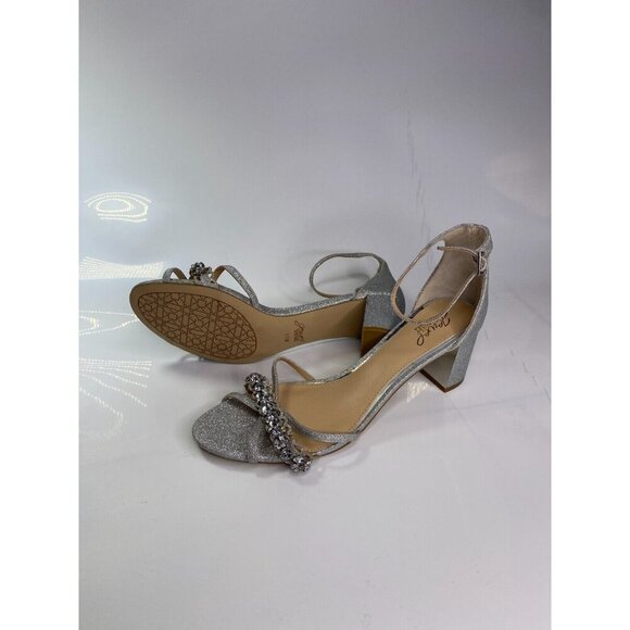 Jewel Badgley Mischka Women's Giona Embellished Evening Silver Sandal Sz 11w - Picture 9 of 9